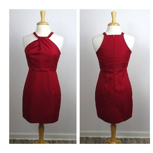 Lulu's Twist Halter Skater Mini Dress Sleeveless Cocktail Party Prom Maroon M - Picture 1 of 12